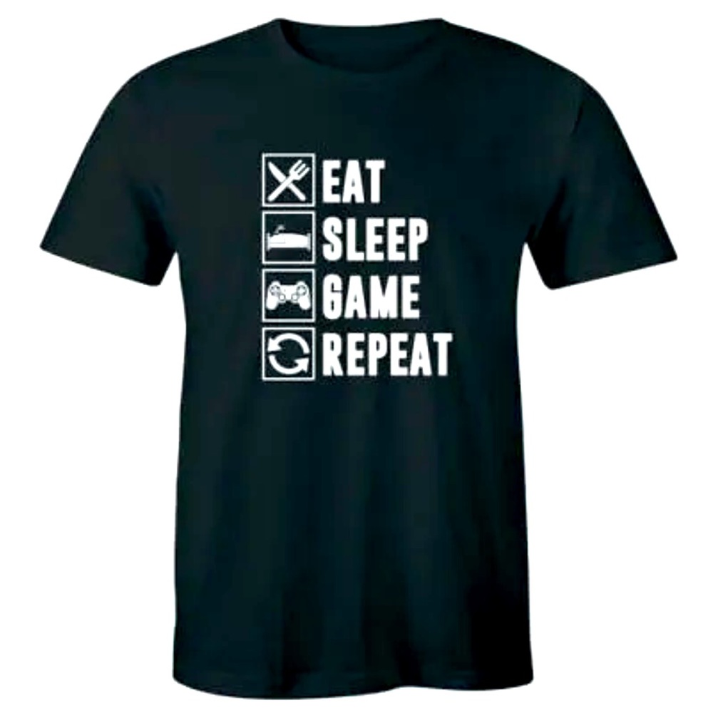 Eat Sleep Game Repeat Gamer Men's T-Shirt Funny Gaming Tee!